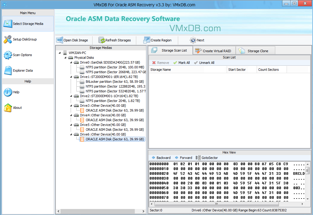 VMxDB For Oracle ASM Recovery v3.3 (Oracle ASM 数据恢复软件)